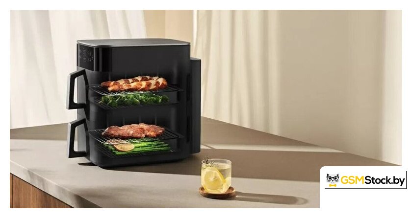 Аэрогриль (аэрофритюрница) Xiaomi Smart Double Stack Air Fryer 12L MAF-DS1201 (евровилка, черный) - Уценка - Грейд С - Изображение №3 — Интернет-магазин gsmstock