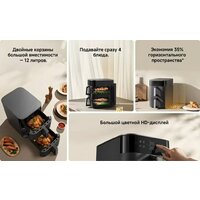 Аэрогриль (аэрофритюрница) Xiaomi Smart Double Stack Air Fryer 12L MAF-DS1201 (евровилка, черный) - Уценка - Грейд С - Превью изображения №4 — Интернет-магазин gsmstock